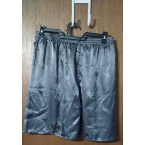 Men’s Gray Satin Lounge Shorts Size L – Silky Smooth & Lightweight – Comfy Fit